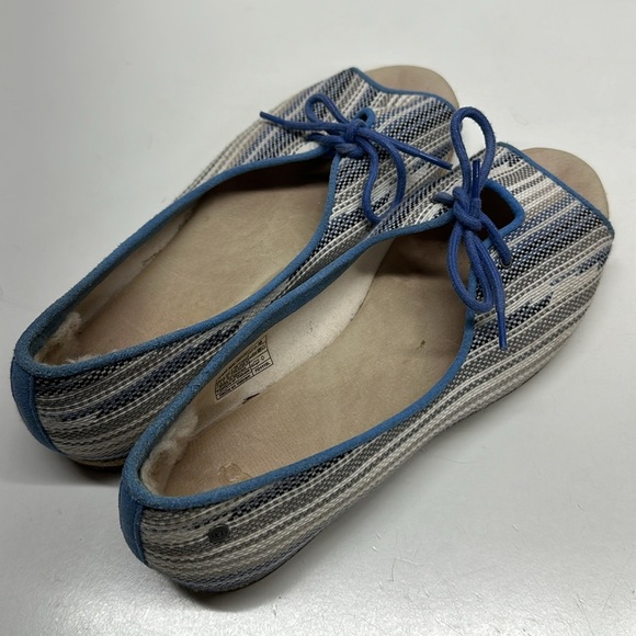 Ugg Marleigh Serape Ballet Flat Shoes Open Toe Espadrilles Bow Blue Striped 7.5 - Picture 5 of 9